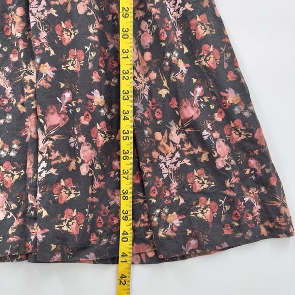 Peruvian Connection Small Midi Dress Black Floral Potpourri Pockets Stretch Boho - Picture 10 of 12